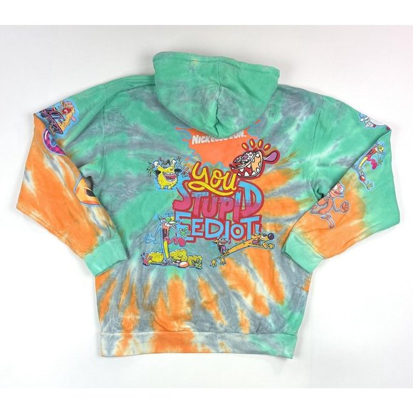 Nickelodeon Tie Dye Mens Medium Pullover Hoodie Sweatshirt Catdog Ren & Stimpy - Picture 10 of 12